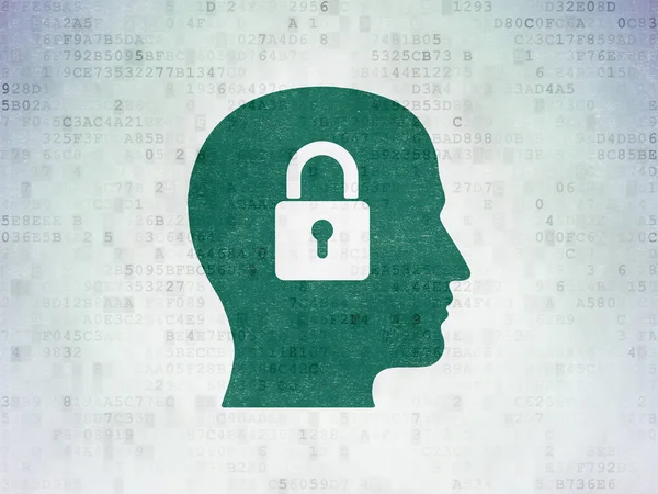 Information concept: Head With Padlock on Digital Data Paper background — Stock Photo, Image