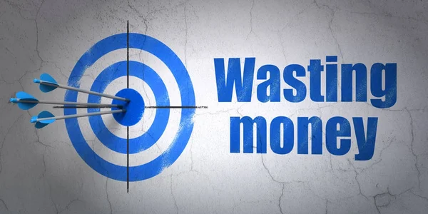 Money concept: target and Wasting Money on wall background — Stock Photo, Image