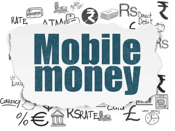 Conceito de moeda: Mobile Money on Torn Paper background — Fotografia de Stock