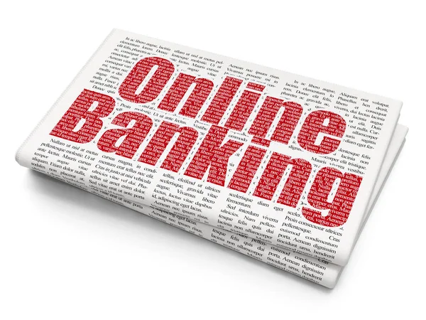 Currency concept: Online Banking on Newspaper background — Stock Photo, Image