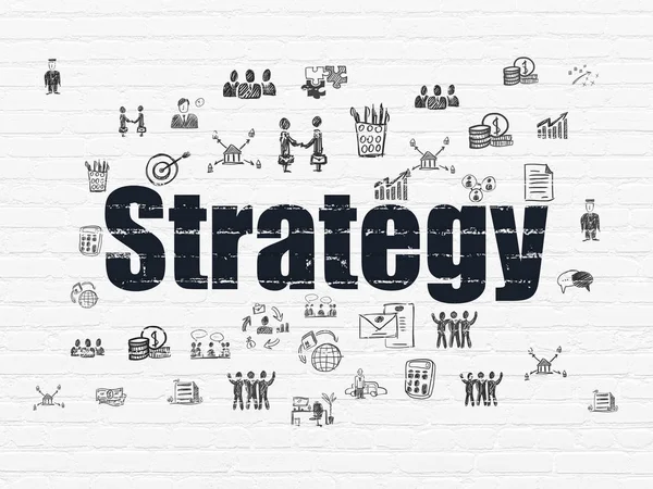 Finanční koncepce: Strategie na pozadí zdi — Stock fotografie