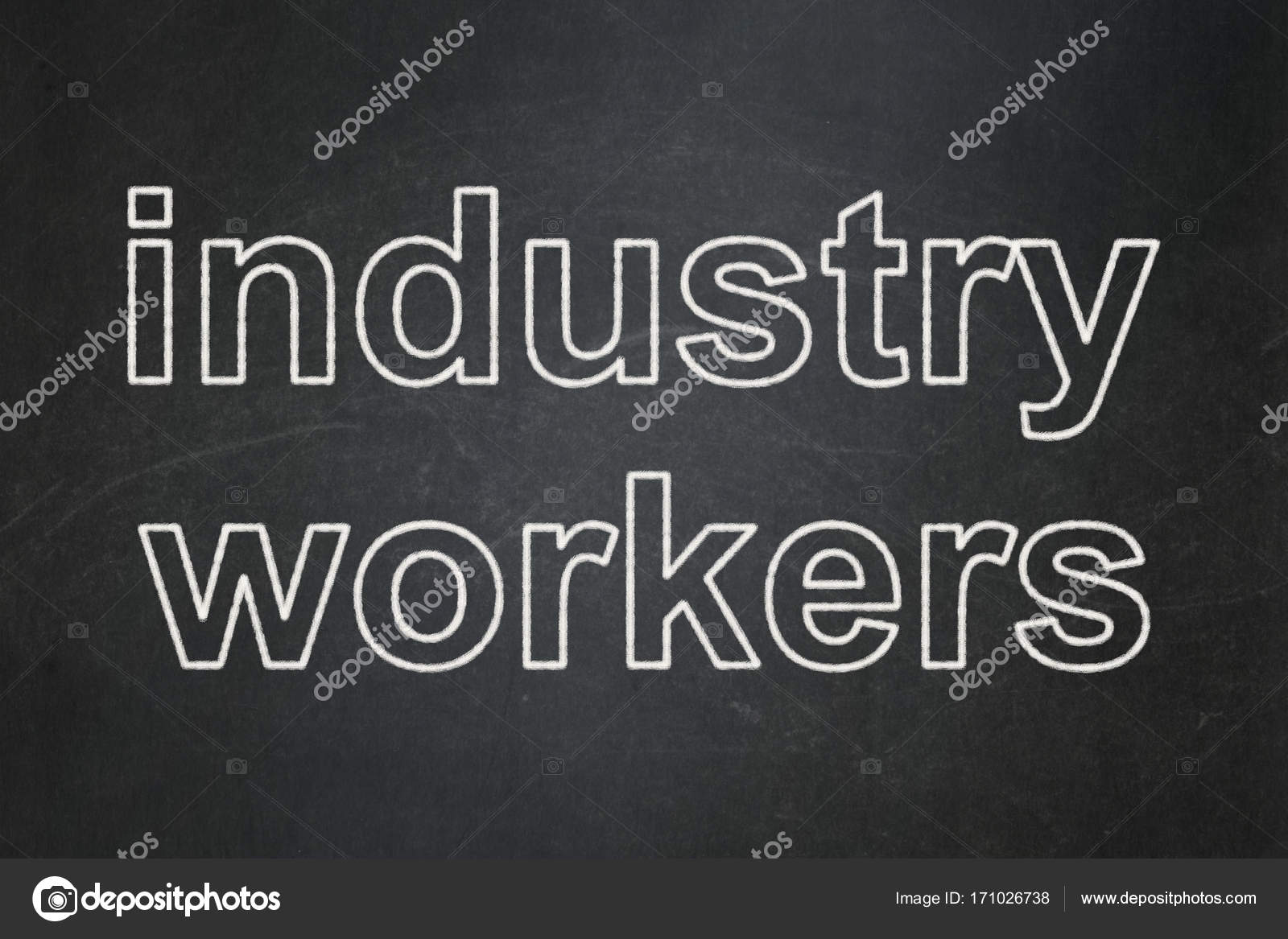 industry concept industry workers on chalkboard background stock