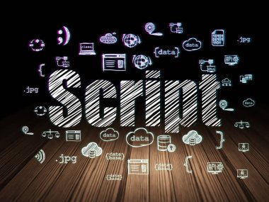 Yazılım kavramı: grunge karanlık odada komut dosyası