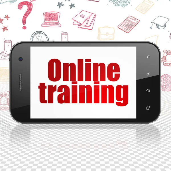 Conceito de aprendizagem: Smartphone com treinamento on-line em exibição — Fotografia de Stock