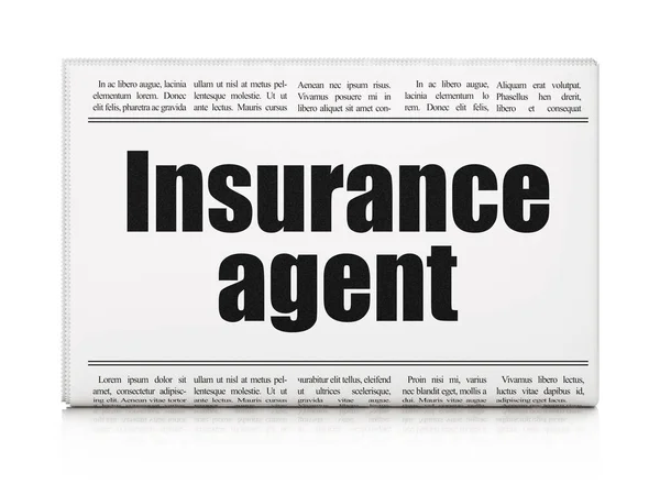 Insurance concept: newspaper headline Insurance Agent — Stock Photo, Image