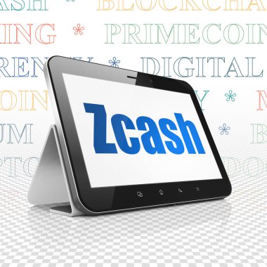 Cryptocurrency kavramı: Zcash ekranda Tablet bilgisayarınızla