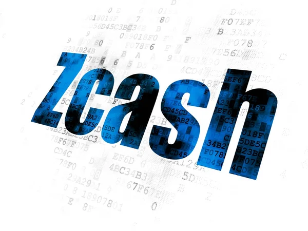 Conceito de criptomoeda: Zcash em fundo digital — Fotografia de Stock