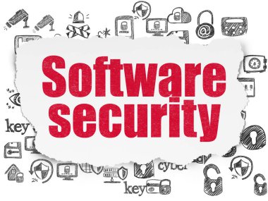 Gizlilik kavramı: yırtık kağıt arka plan üzerinde yazılım güvenliği