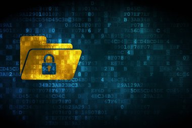 Ekonomi kavramı: klasör ile kilidi dijital arka plan üzerinde