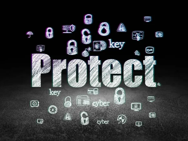 Privacy concept: Protect in grunge dark room — Stock Photo, Image