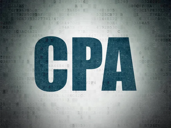 Conceito de negócio: CPA sobre fundo de papel de dados digitais — Fotografia de Stock