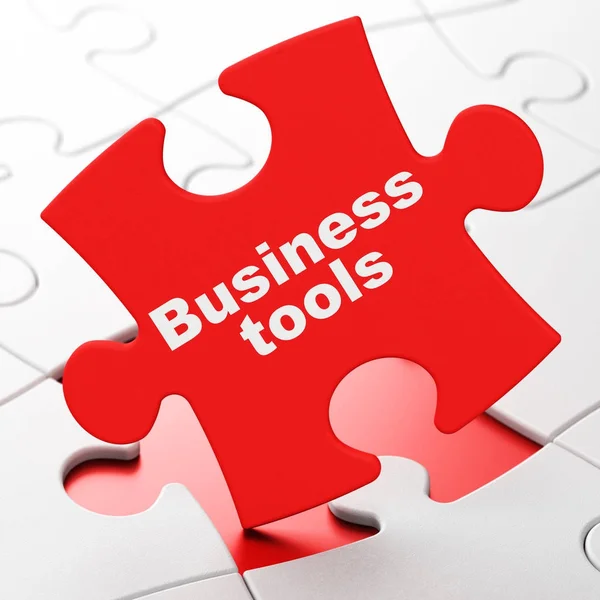 Finance concept: Business Tools on puzzle background — Stock Photo, Image