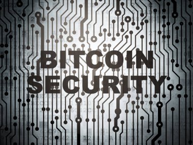 Cryptocurrency kavramı: devre kartı ile Bitcoin güvenlik