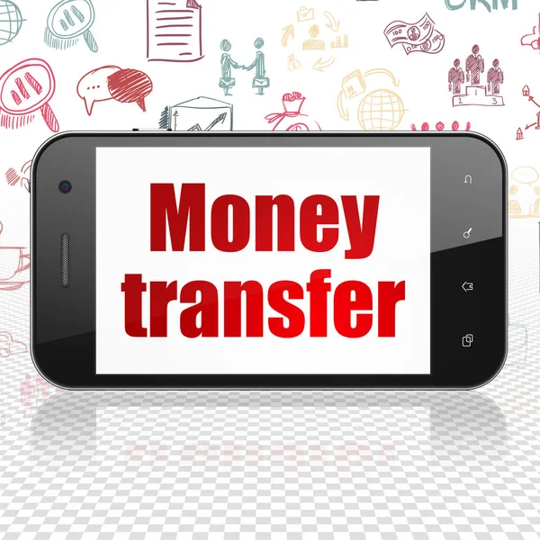 Concept de finance : Smartphone avec transfert d'argent à l'écran — Photo