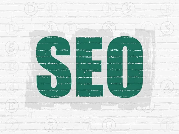 Web 设计概念: Seo 在背景墙上 — 图库照片