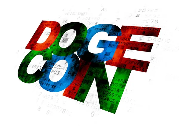 Blockchain संकल्पना: डिजिटल पार्श्वभूमीवर Dogecoin — स्टॉक फोटो, इमेज