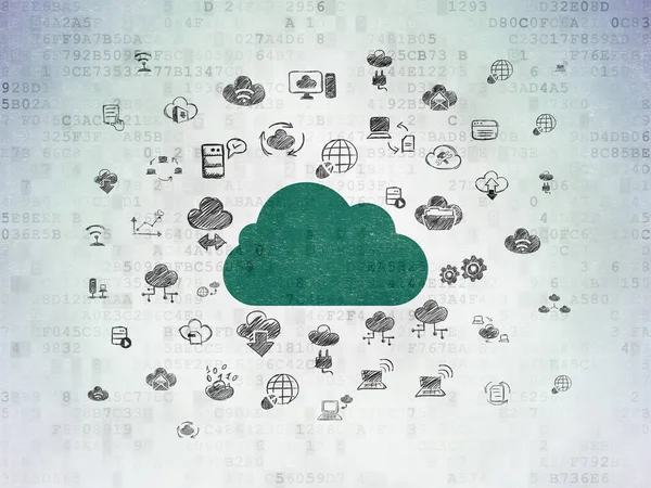 Concetto di tecnologia cloud: sfondo Cloud on Digital Data Paper — Foto Stock