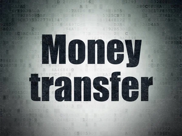 Bancaire concept: Money Transfer op digitale Data-Paper achtergrond — Stockfoto