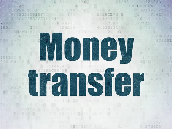 Geld concept: Money Transfer op digitale Data-Paper achtergrond — Stockfoto