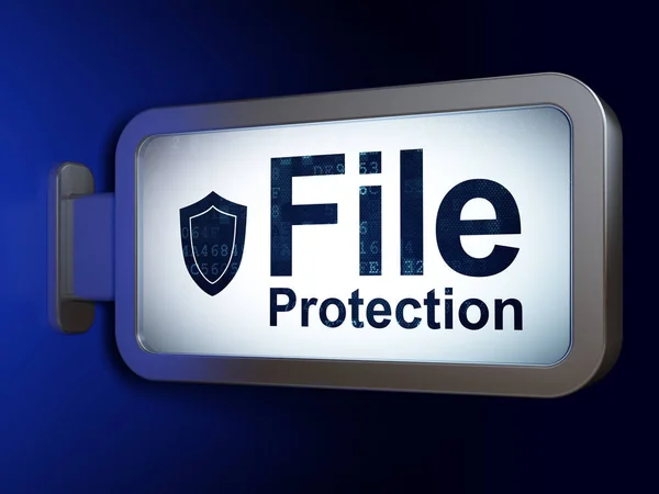セキュリティの概念: ファイルの保護、上の盾看板背景 — ストック写真