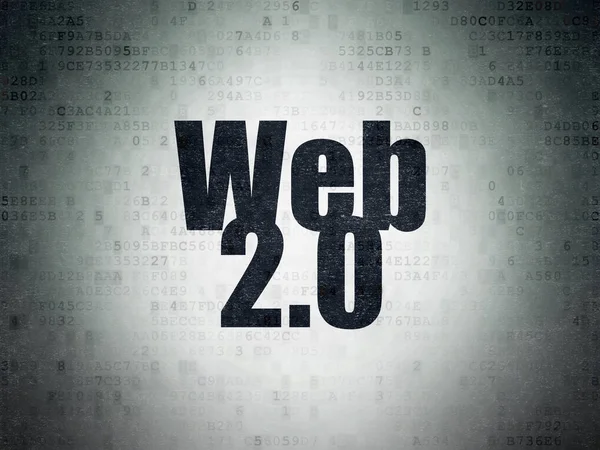 Conceito de desenvolvimento Web: Web 2.0 em fundo de papel de dados digitais — Fotografia de Stock