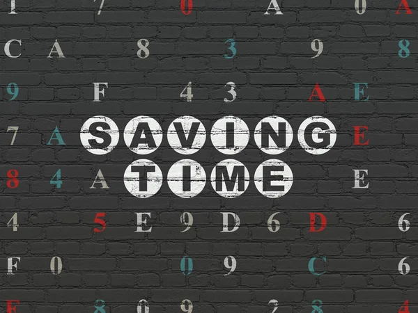 Tidslinje begrepp: sparar tid på vägg bakgrund — Stockfoto