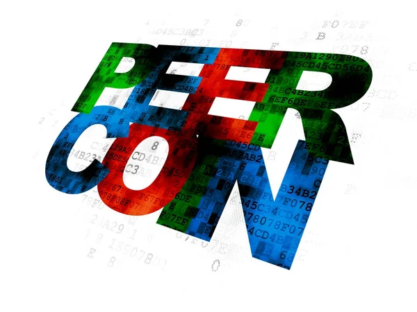Концепція блокчейн: Peercoin на цифровому тлі — стокове фото