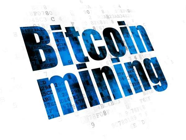 Концепция криптовалюты: Bitcoin Mining на цифровом фоне — стоковое фото