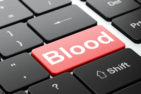 Koncept medicína: krev na pozadí klávesnice počítače — Stock fotografie