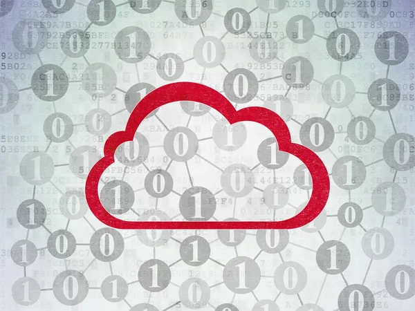 클라우드 네트워킹 개념: 디지털 데이터 종이 배경 구름 — 스톡 사진