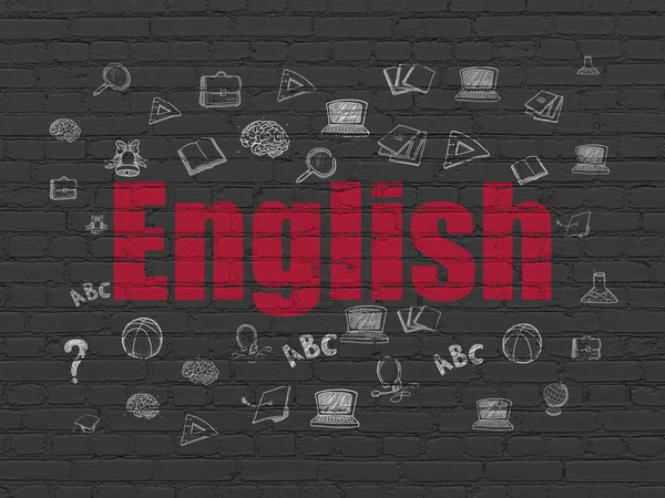 Studera koncept: Engelska på vägg bakgrund — Stockfoto