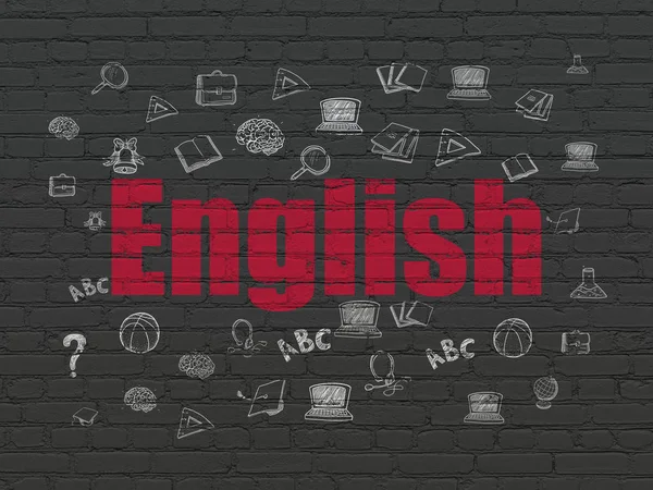 Studying concept: English on wall background — Stock Photo, Image