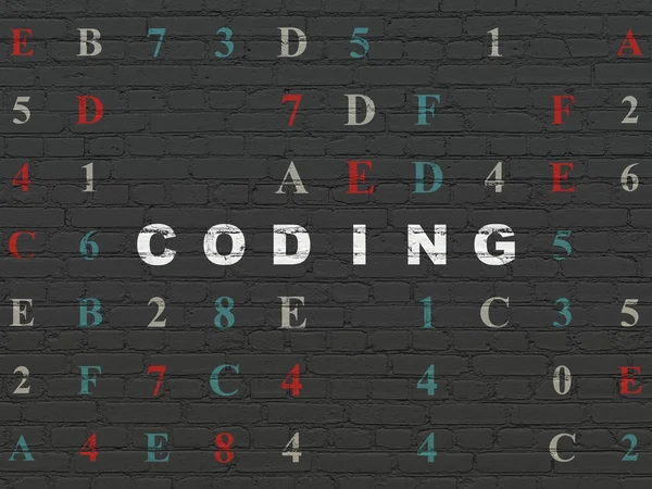 Konsep pemprograman: Coding pada latar belakang dinding — Stok Foto