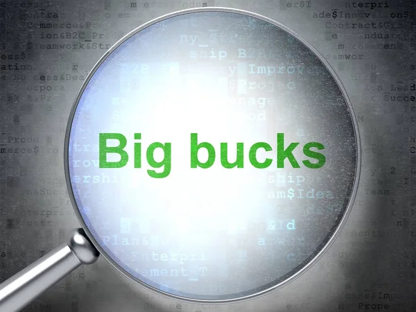 Business concept: Big bucks with optical glass — Stock Photo, Image