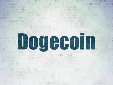 Blockchain kavramı: Dogecoin dijital veri kağıt arka plan üzerinde