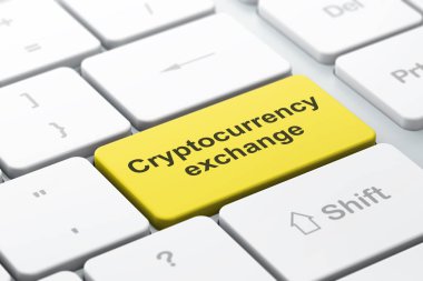 Blockchain kavramı: Cryptocurrency Borsası'nda bilgisayar klavye arka plan