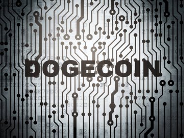 Cryptocurrency kavramı: devre kartı Dogecoin ile