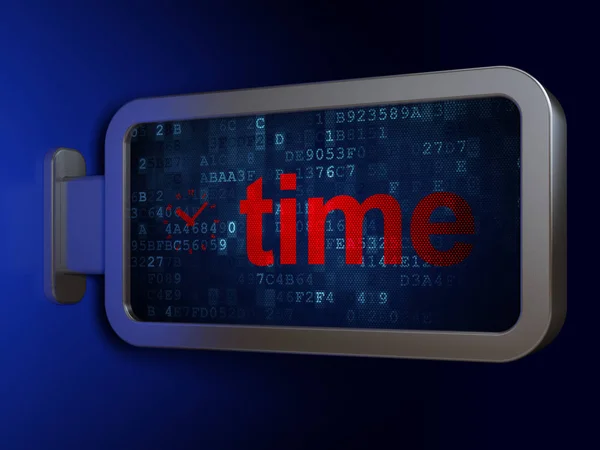 タイムラインの概念: 時間、ビルボードの背景に時計 — ストック写真