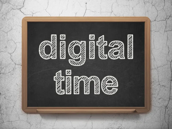 Time concept: Digital Time on chalkboard background — Stock Photo, Image