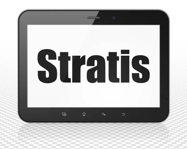 Kryptovaluta koncept: Tablet Pc-dator med Stratis på displayen — Stockfoto