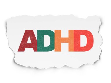 Tıp kavramı: DEHB yırtılmış kağıt arka plan üzerinde