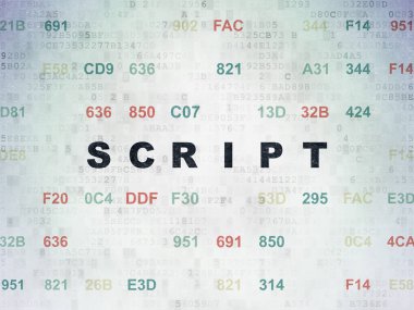 Veritabanı kavramı: dijital veri kağıt arka plan üzerinde Script