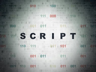 Yazılım kavramı: dijital veri kağıt arka plan üzerinde Script