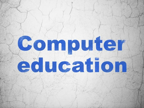 Koncepcja studia: edukacji komputerowej na tle ściany — Zdjęcie stockowe
