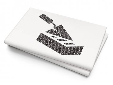 Bina inşaat kavramı: boş gazete arka plan üzerinde tuğla duvar