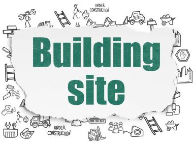 Bina inşaat kavramı: inşaat alanında yırtılmış kağıt arka plan