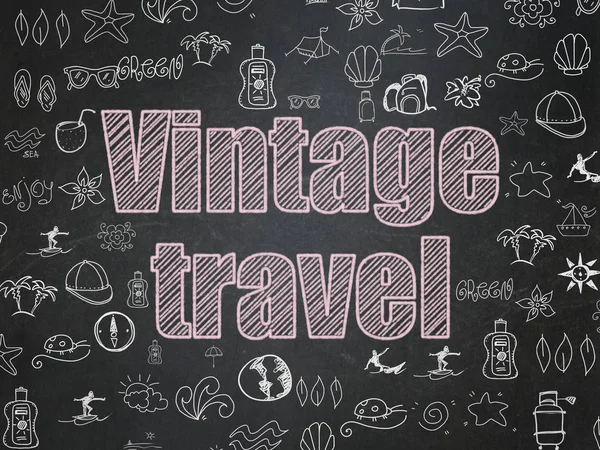 Conceito de férias: Vintage Travel on School board background — Fotografia de Stock