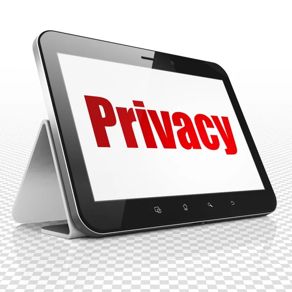 Privacy concept: Tablet PC met Privacy op display — Stockfoto