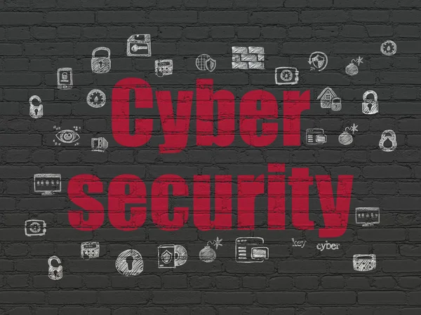 Koncepcja bezpieczeństwa: bezpieczeństwo cybernetyczne na tle ściany — Zdjęcie stockowe