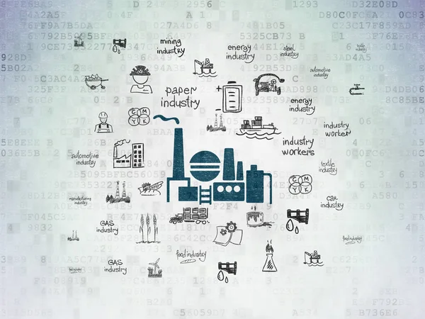 Concepto de industria: Indusry del petróleo y del gas en el fondo digital del papel de datos —  Fotos de Stock